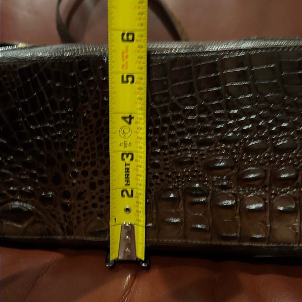 Brahmin Rich Brown Crocodile-Embossed Shoulder Bag - Picture 8 of 10